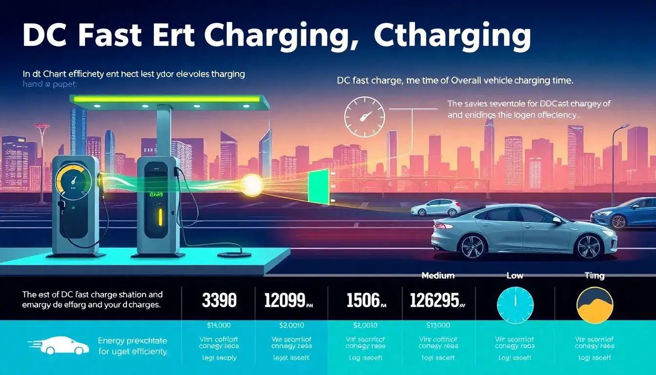 How does the efficiency of DC fast charging impact overall charging time