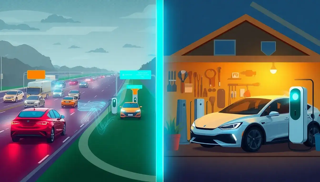 How do DC fast chargers compare to home charging solutions