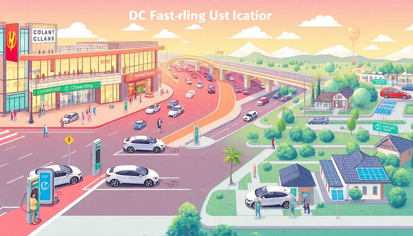 What are the most common locations for DC fast charging stations