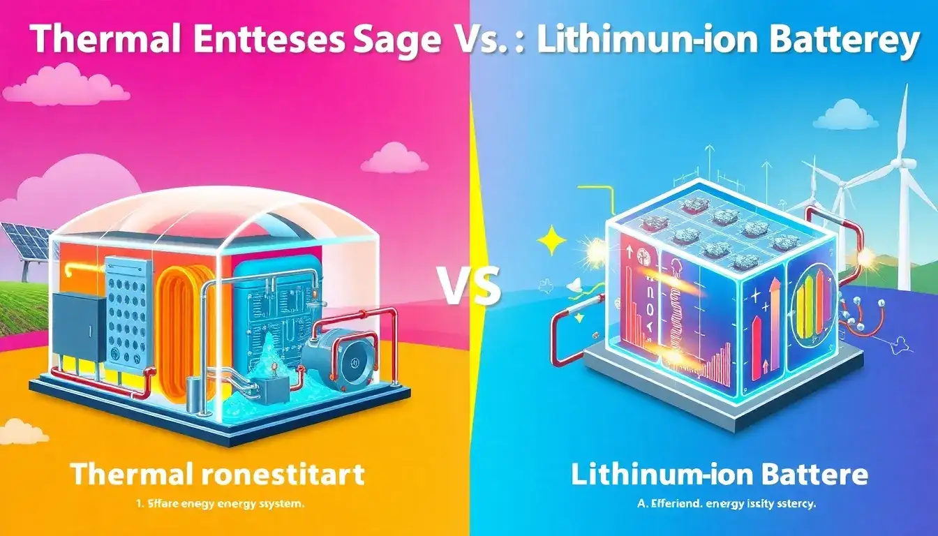 How does the efficiency of thermal energy storage systems compare to that of lithium-ion batteries