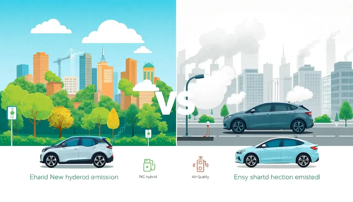 How do electric vehicles compare to hybrid vehicles in terms of air quality improvement