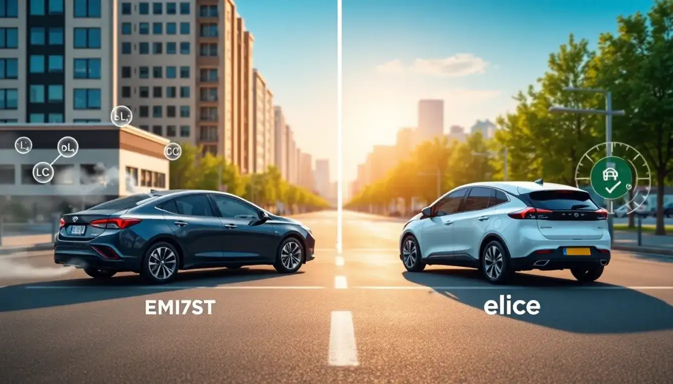 How do the emissions of hybrid vehicles compare to those of electric vehicles