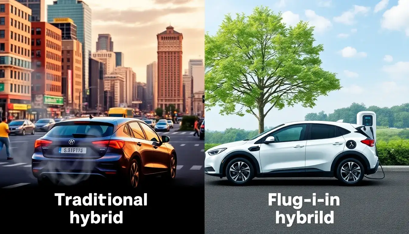 How do the emissions of traditional hybrid vehicles differ from those of plug-in hybrid vehicles