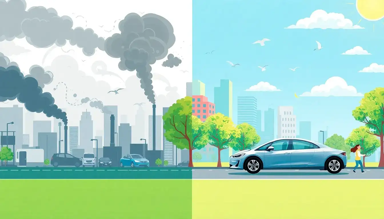 What are the main pollutants reduced by electric vehicles