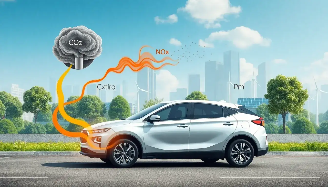 What are the main pollutants reduced by hybrid vehicles