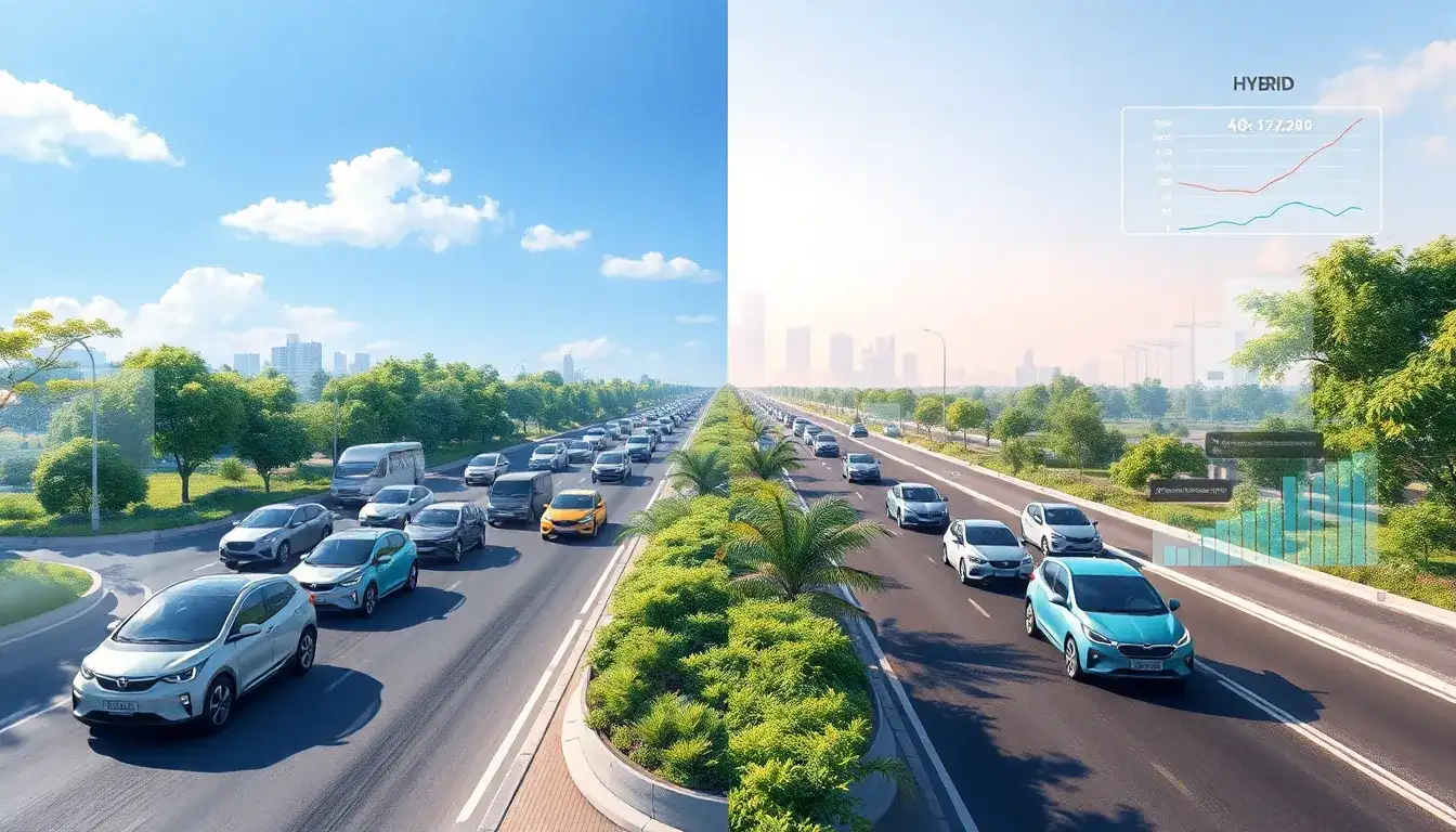 Are there any long-term studies comparing the air quality impacts of electric and hybrid vehicles