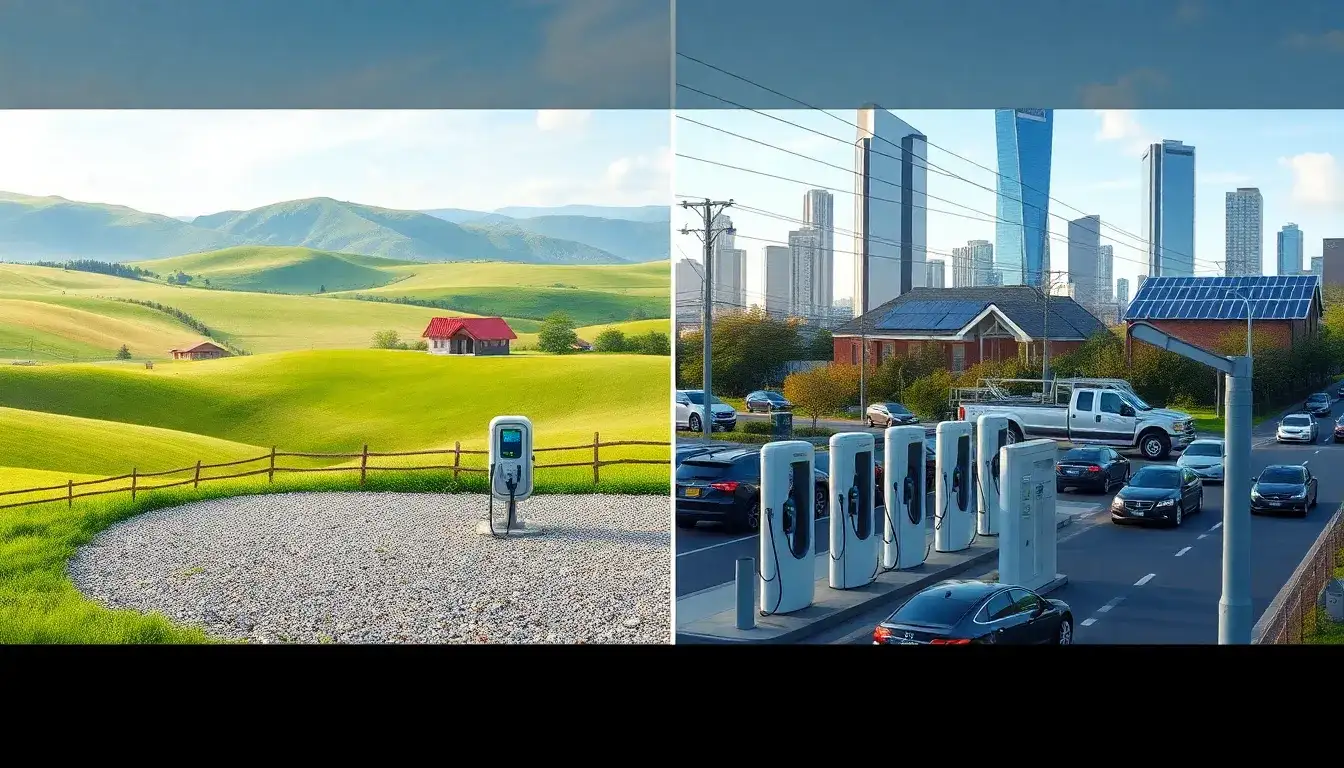 How does the cost of installing EV chargers in rural areas compare to urban areas