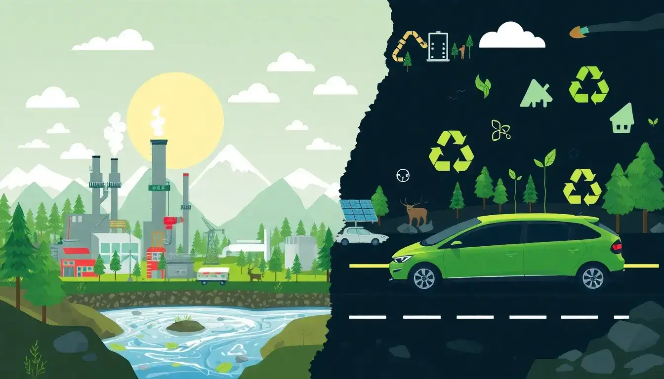 How does the production of lithium-ion batteries impact the environmental footprint of electric vehicles