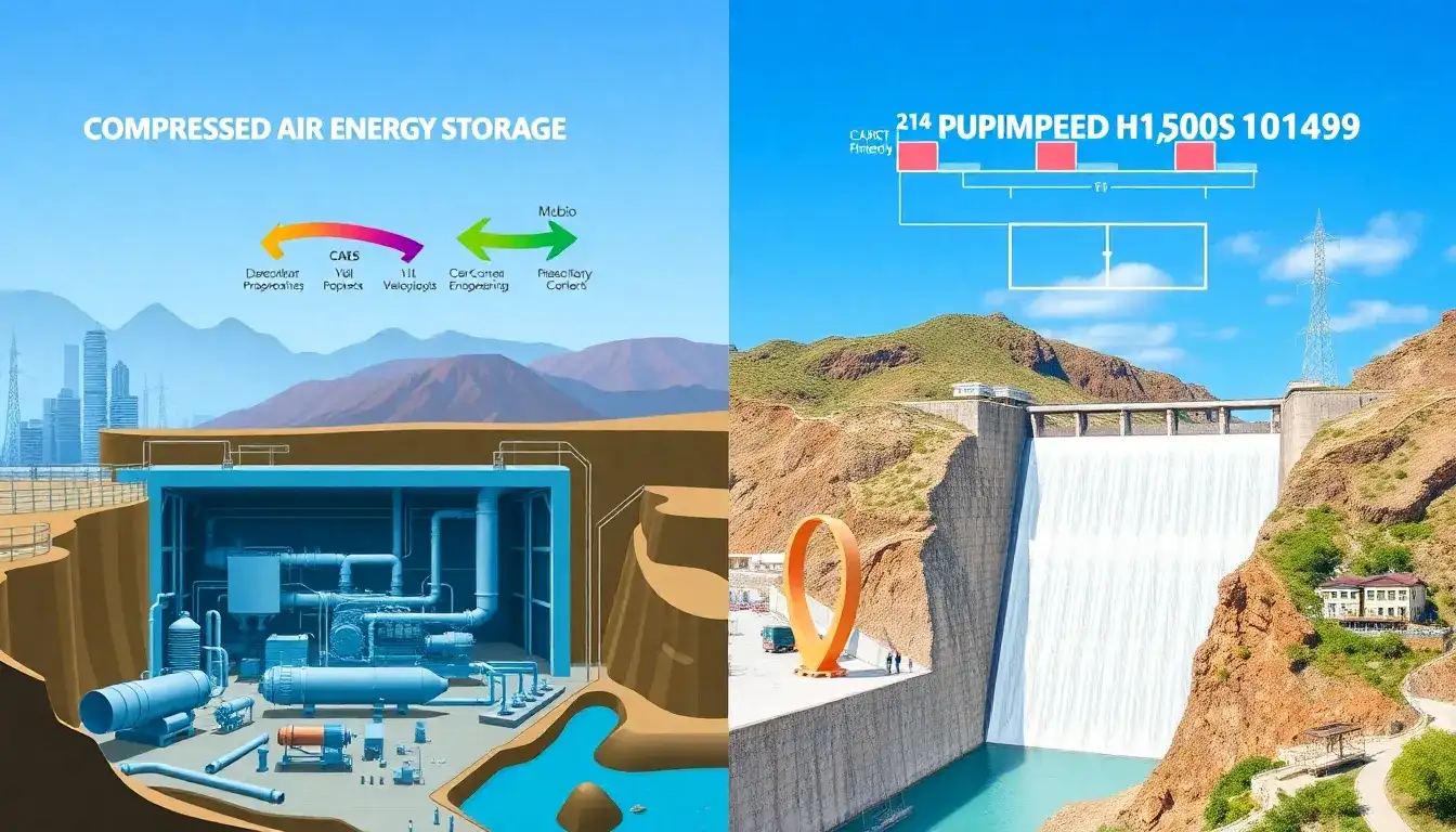 How does the efficiency of CAES compare to that of pumped hydro storage
