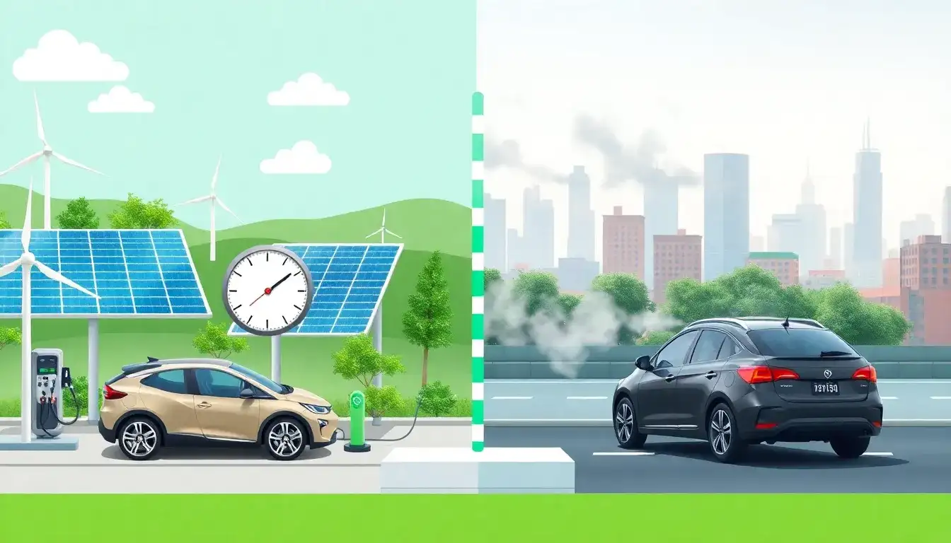 How long does it typically take for an electric vehicle to offset its higher manufacturing emissions through use