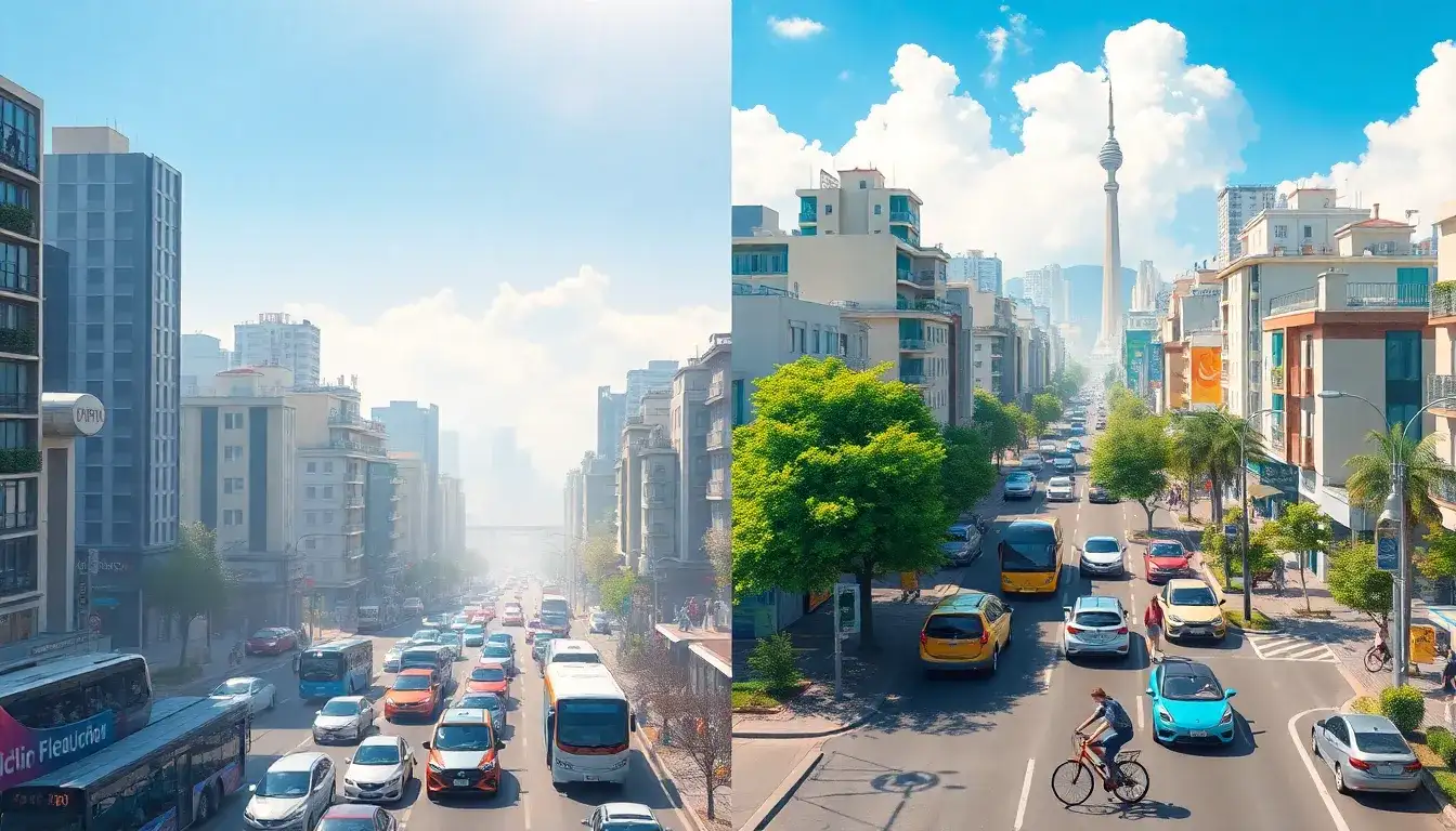 How does electric vehicle adoption impact air quality in densely populated cities