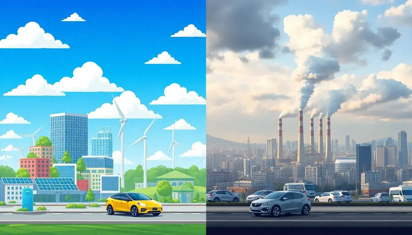 How does the source of electricity for EVs affect air quality