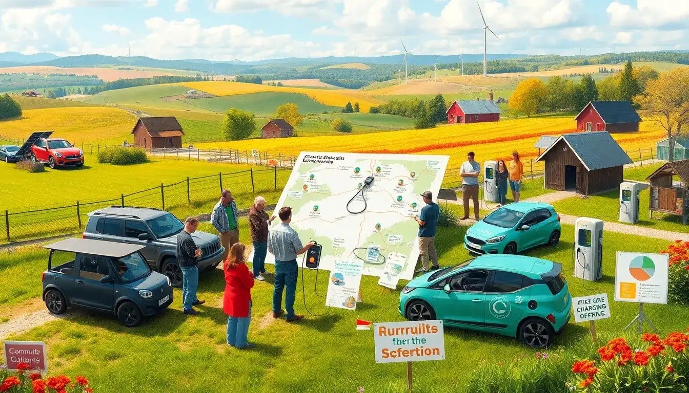 How can rural communities collaborate to create a more comprehensive EV charging network