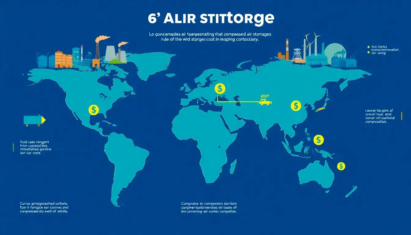How does the cost of compressed air storage vary by region
