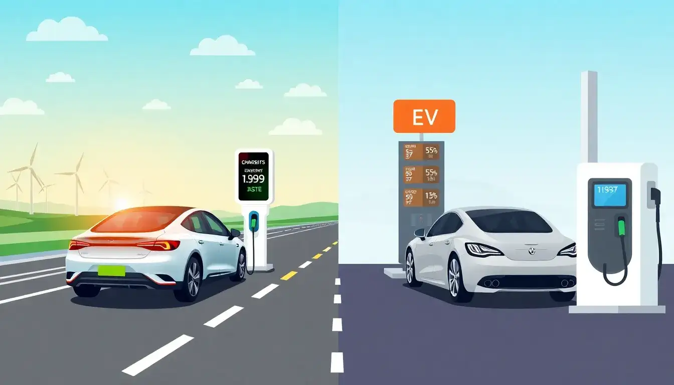 How does the cost of charging an EV on the road compare to gasoline