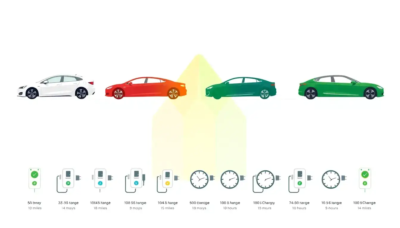 How do different EV models compare in terms of range and charging time