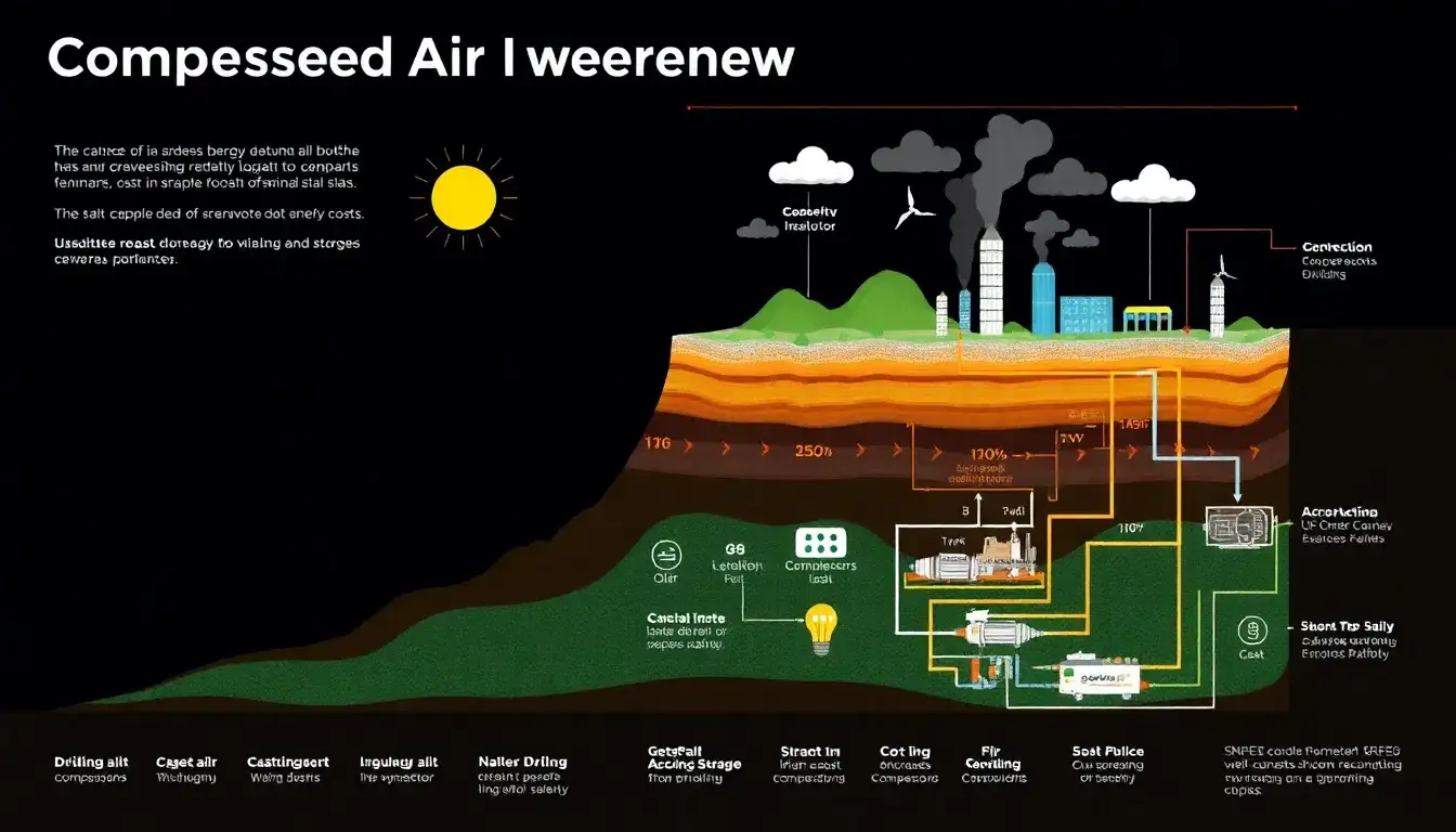 How does the depth of salt caverns impact the overall cost of compressed air storage