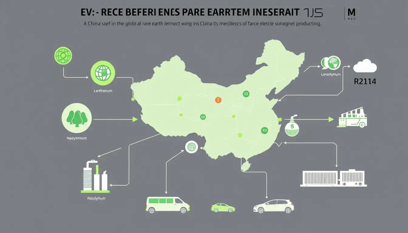 What role does China play in the global rare earth element market and how does this influence EV production