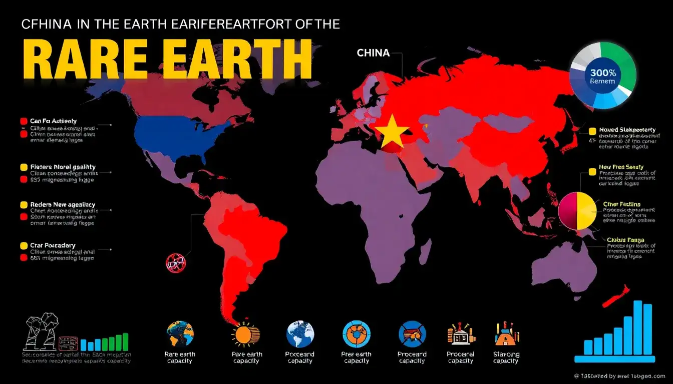 How does the processing capacity of rare earth elements differ between China and other countries