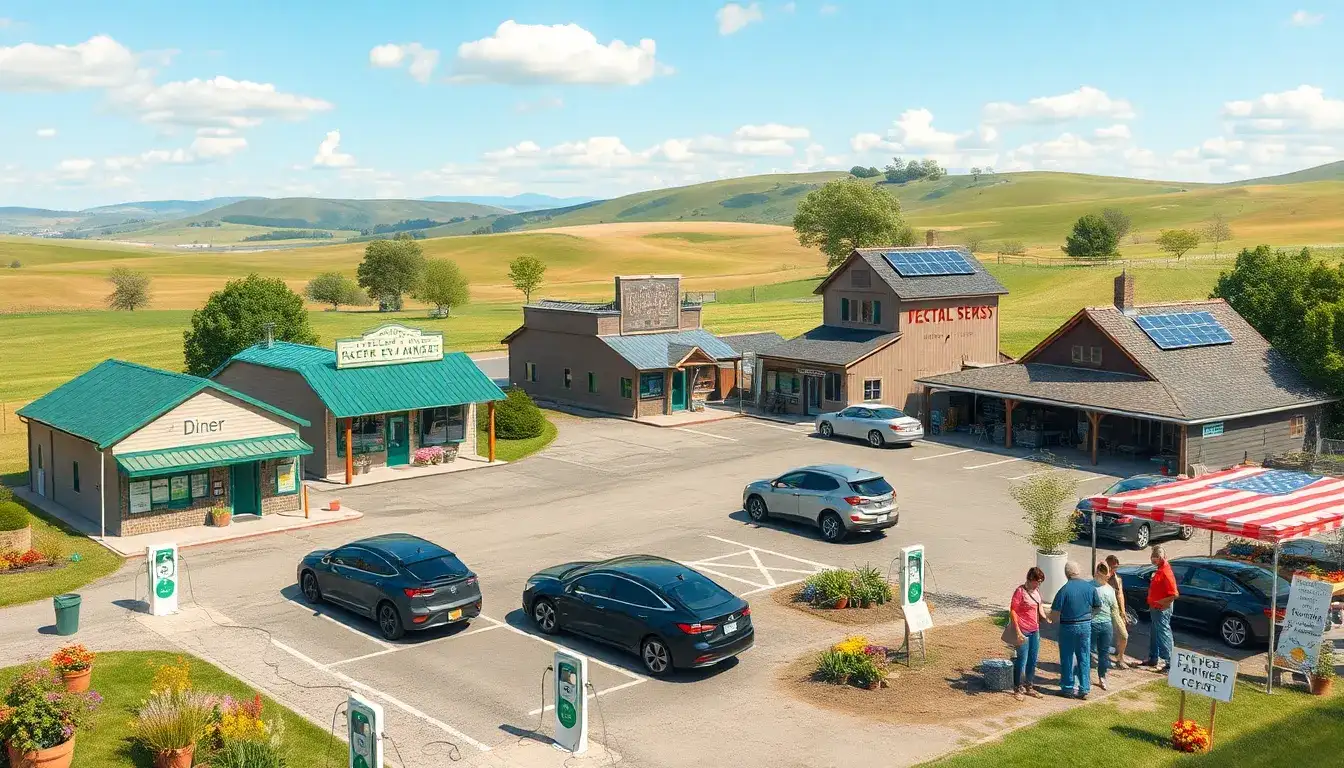 What role do local businesses play in expanding EV charging infrastructure in rural areas
