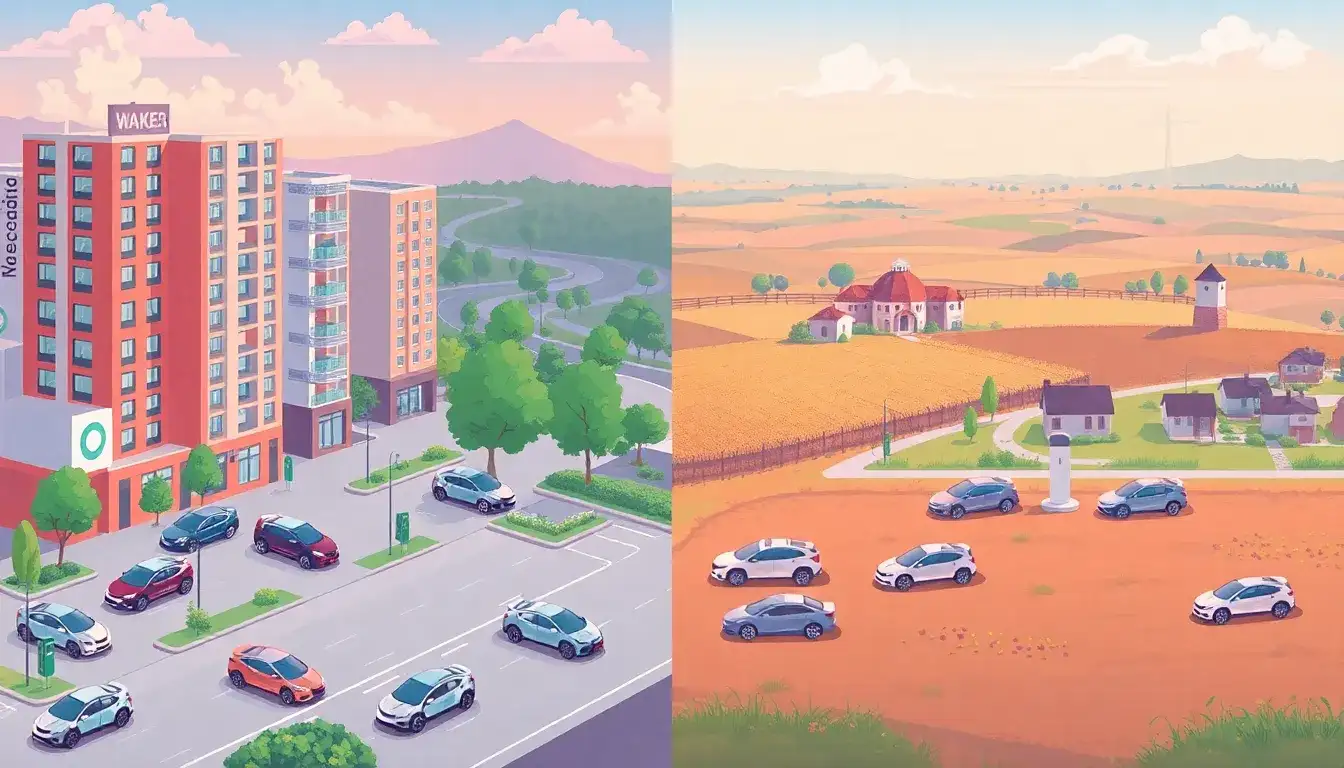 How does the availability of home charging stations affect EV usage in urban versus rural areas