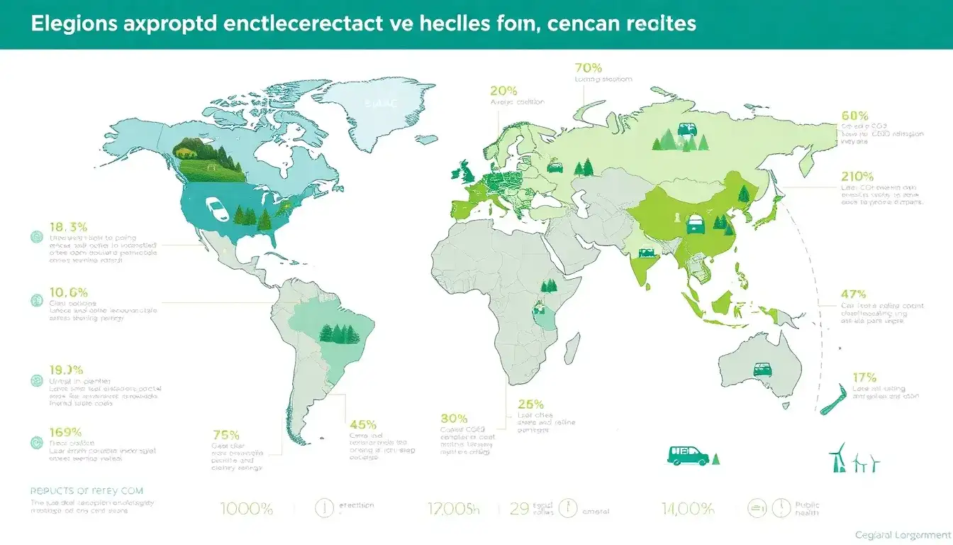 What regions have the most significant environmental benefits from electric vehicles