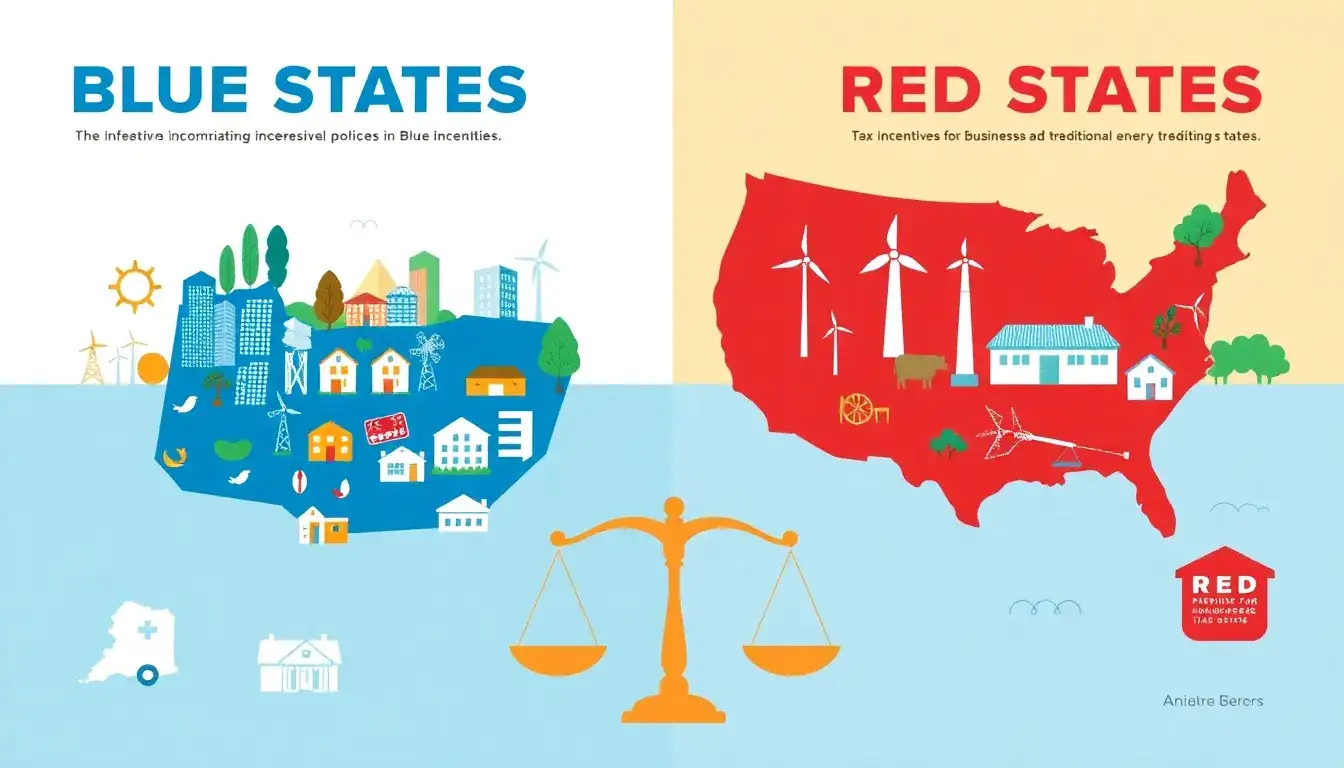 How do incentives in blue states compare to those in red states