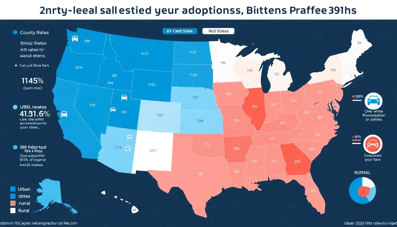 How do county-level EV adoption rates vary within blue and red states