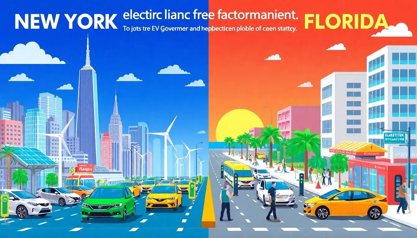 What factors are driving EV adoption in states like New York and Florida