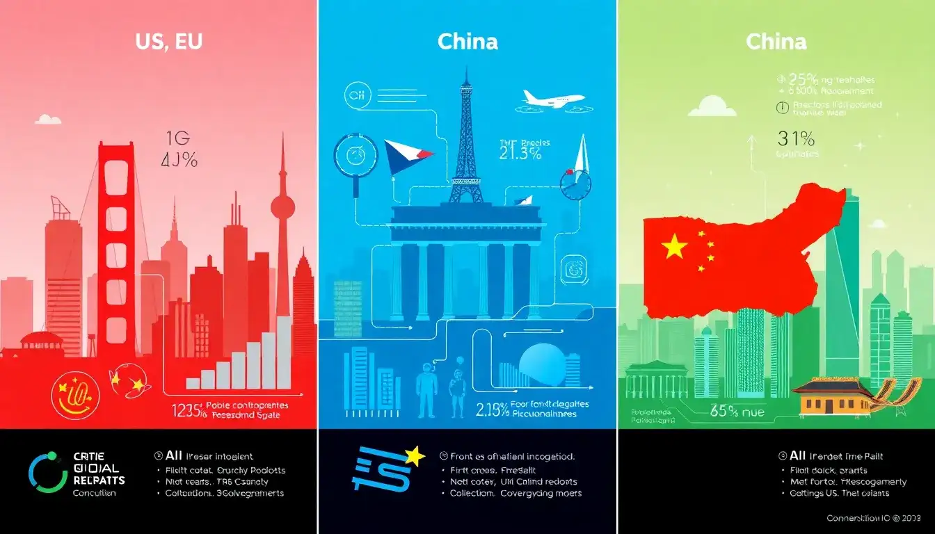 How do government incentives differ between the US, EU, and China