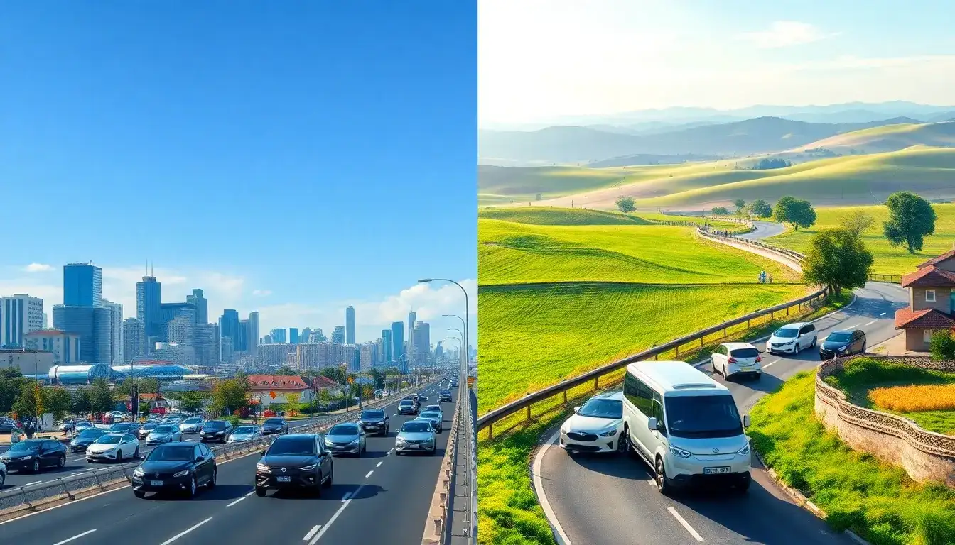 How do electric vehicles impact air quality in urban versus rural areas