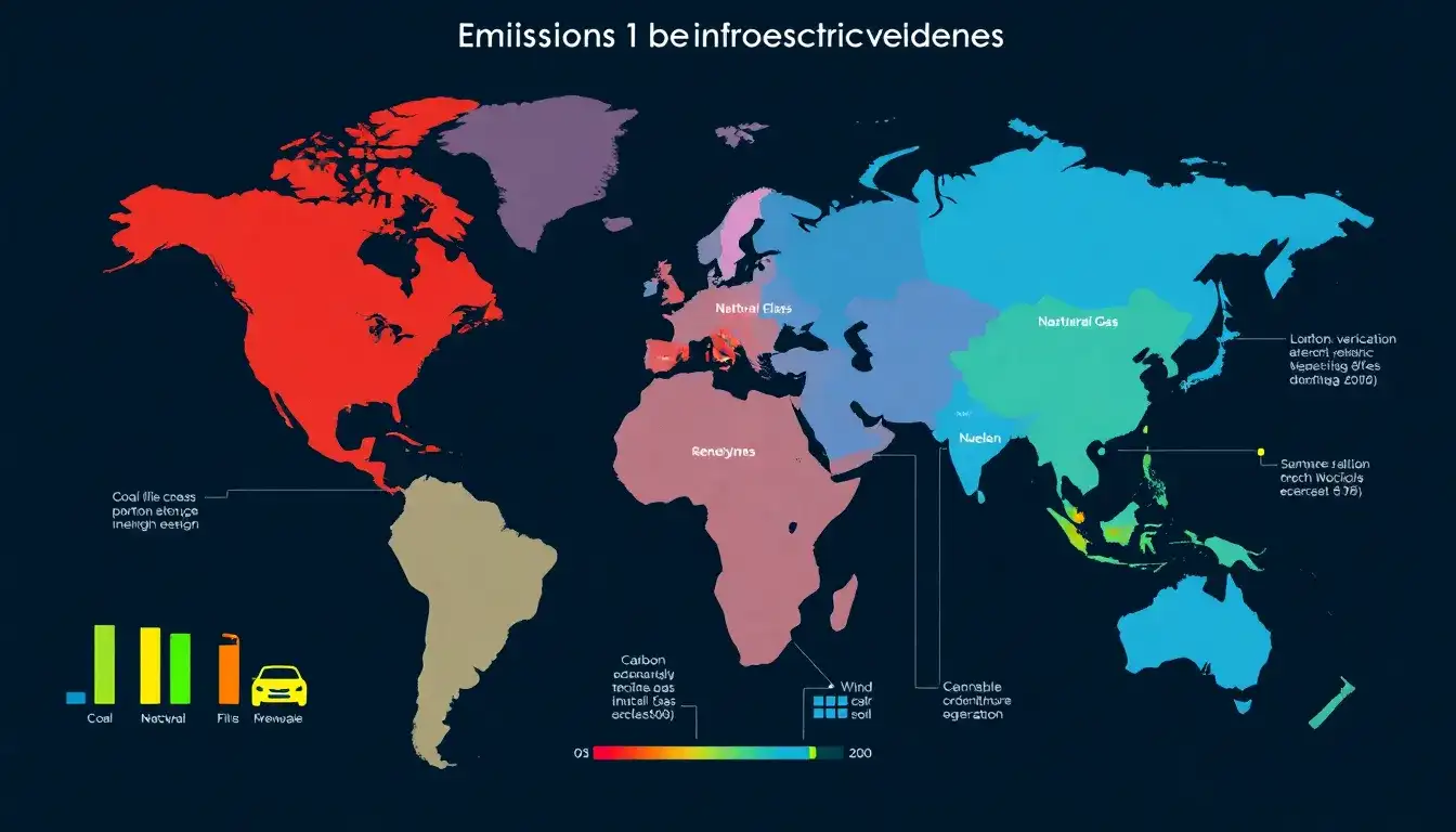 How do the emissions from electric vehicles vary by region due to different energy sources