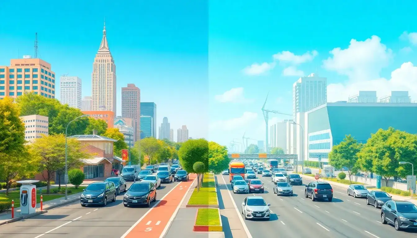 What are the differences in air quality improvements between cities with high and low EV adoption