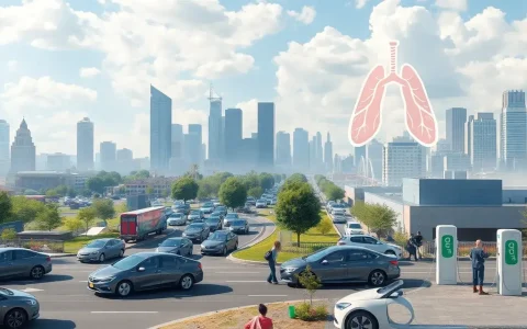 How does the adoption of electric vehicles impact asthma rates in urban areas