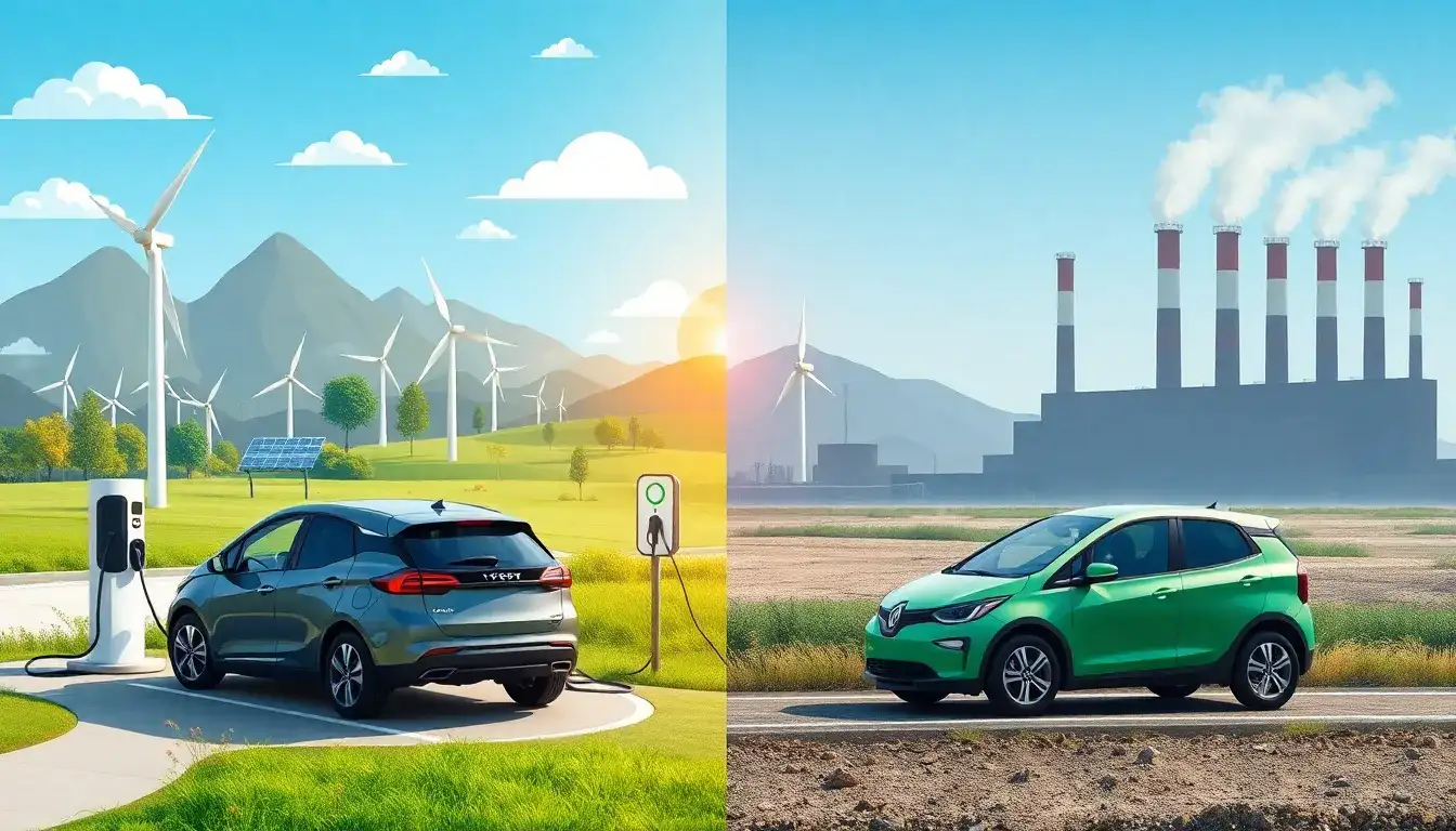 How does the source of electricity used to charge EVs affect their environmental benefits