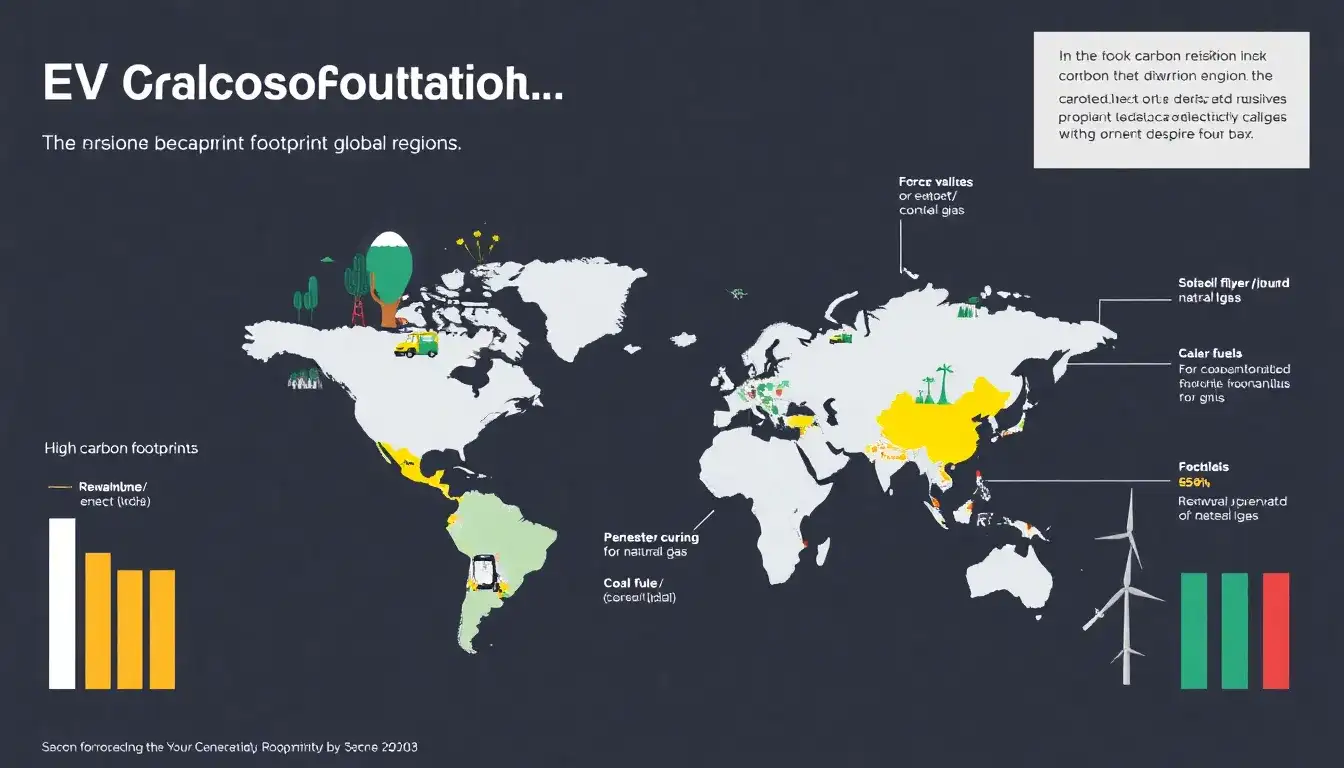 How does the carbon footprint of EVs vary by region due to different energy mixes
