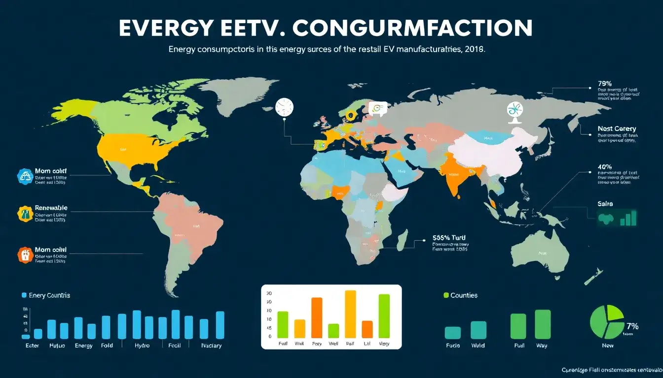 How do the energy consumption patterns in EV manufacturing differ between countries with varying energy sources