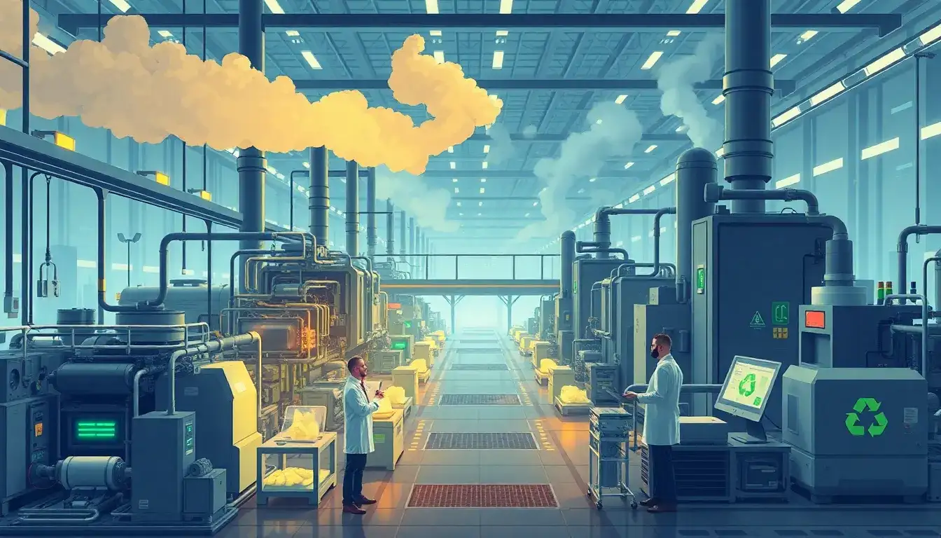 How does the production process of anode and cathode materials contribute to emissions