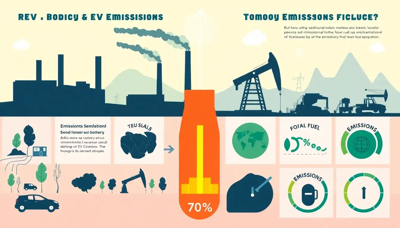 How do the emissions from EV battery production compare to those from traditional fossil fuel-based industries