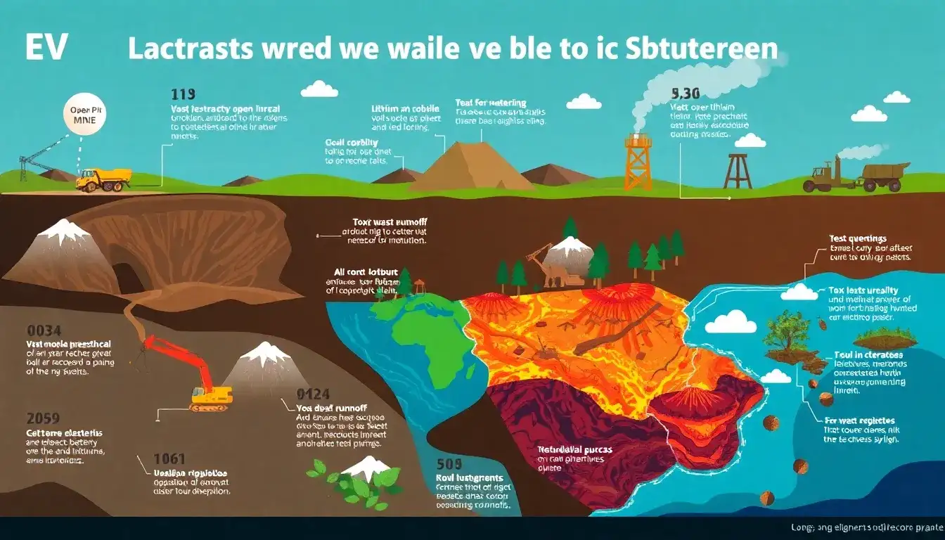 What are the main environmental impacts of extracting materials for EV batteries