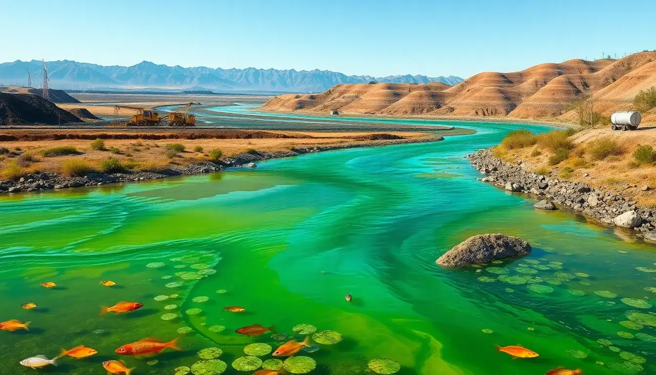 How does lithium mining contribute to water pollution