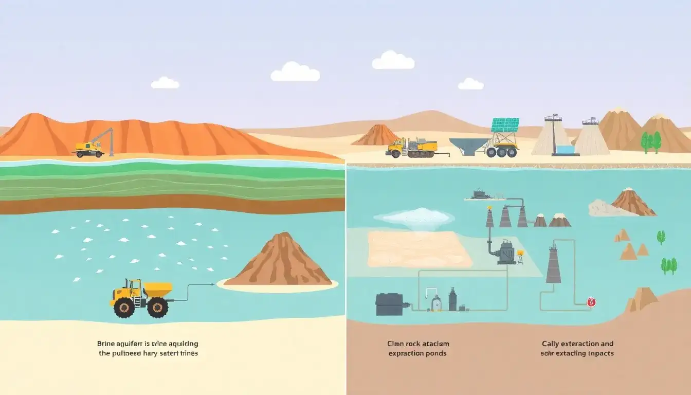 How does lithium extraction from brine aquifers differ from other methods
