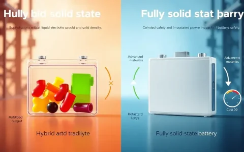 How do hybrid solid-state batteries compare to fully solid-state batteries in terms of performance and cost