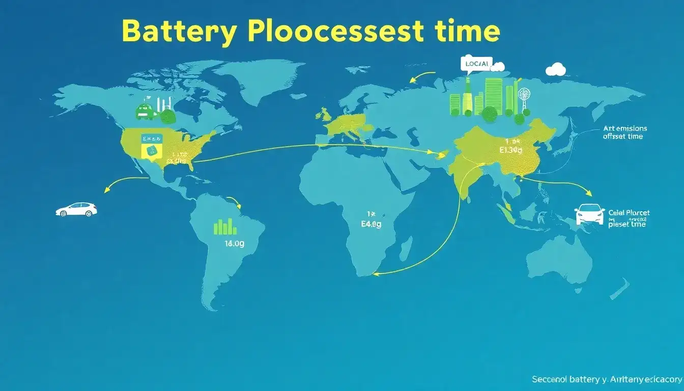 How does the location of battery production affect the emissions offset time for EVs