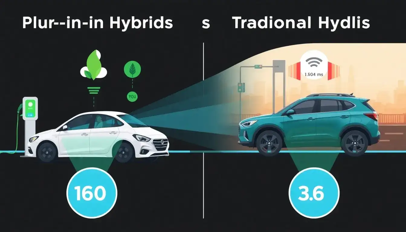 How do the emissions of plug-in hybrids compare to those of traditional hybrids