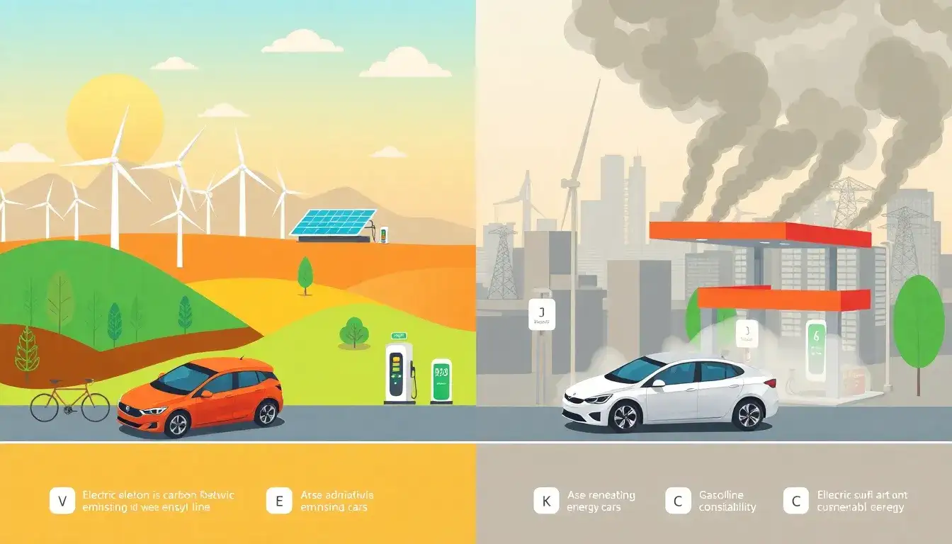 How does the carbon footprint of EVs compare to gasoline cars in regions with high renewable energy usage