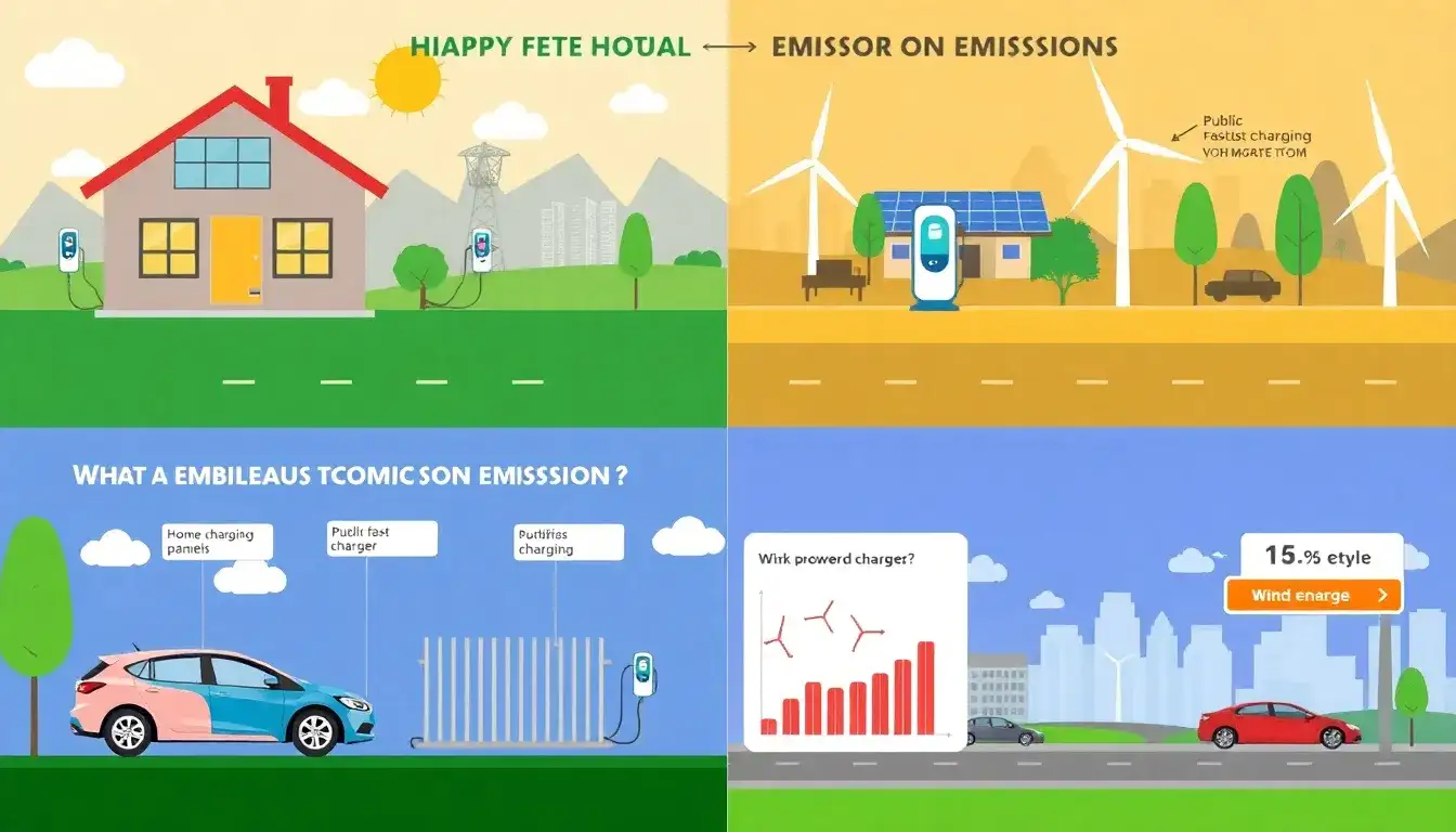 How do different charging scenarios affect the emissions of EVs