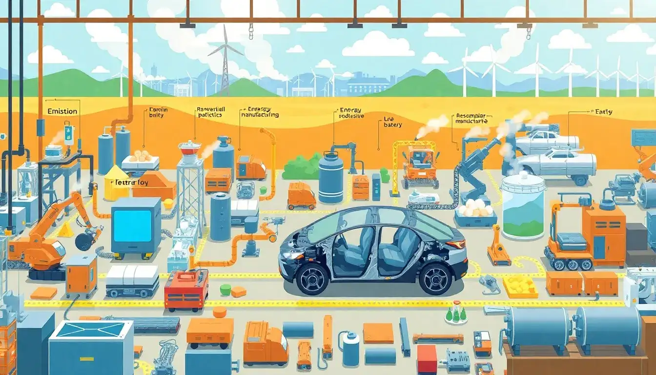 What are the main sources of emissions during the manufacturing process of EVs