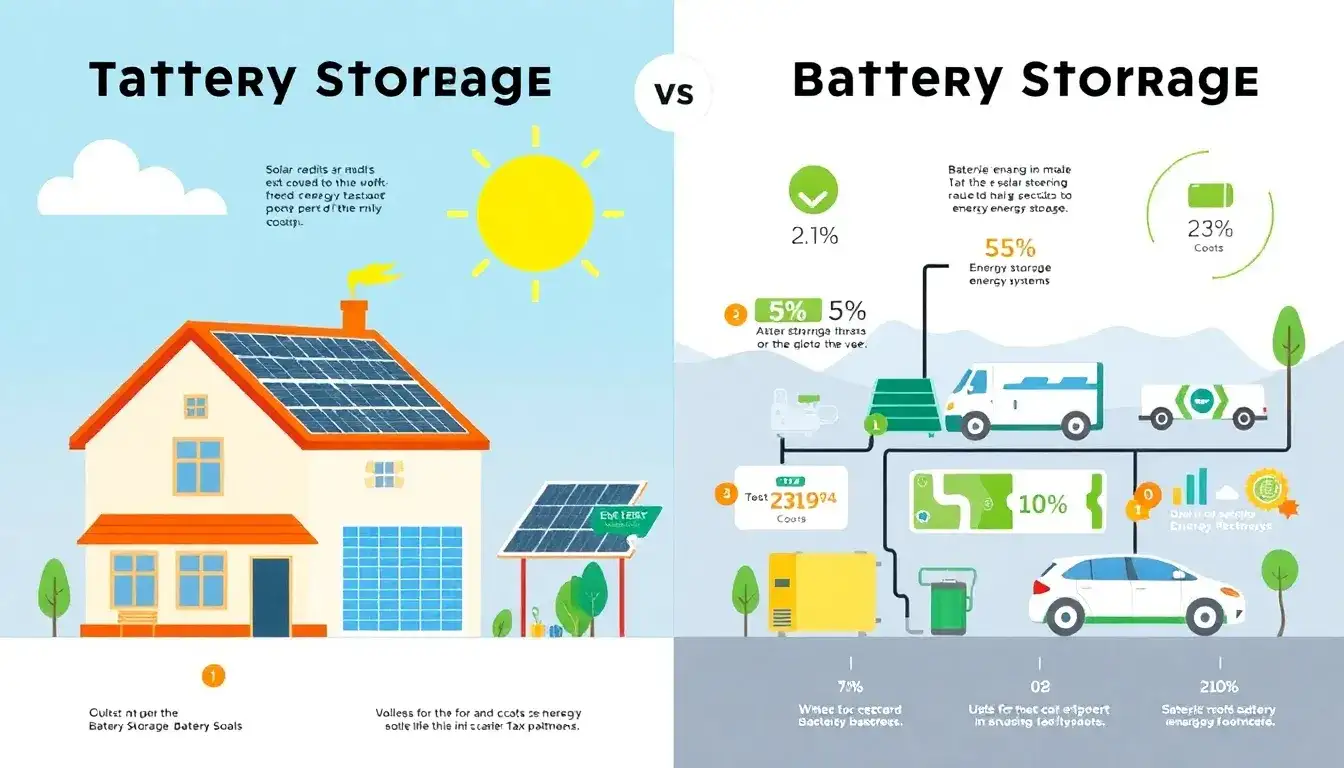 How does the tax credit for battery storage compare to that for solar panels