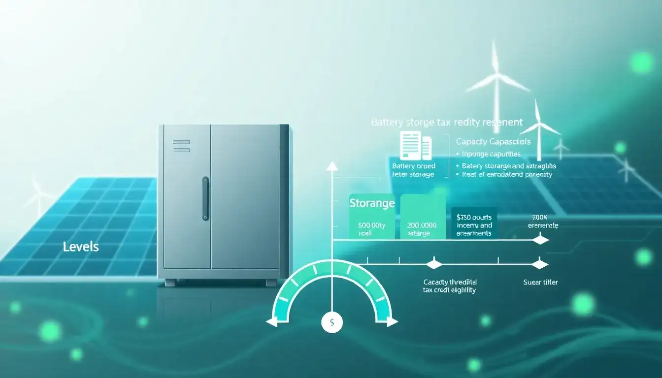 How does the capacity requirement for battery storage impact its tax credit eligibility
